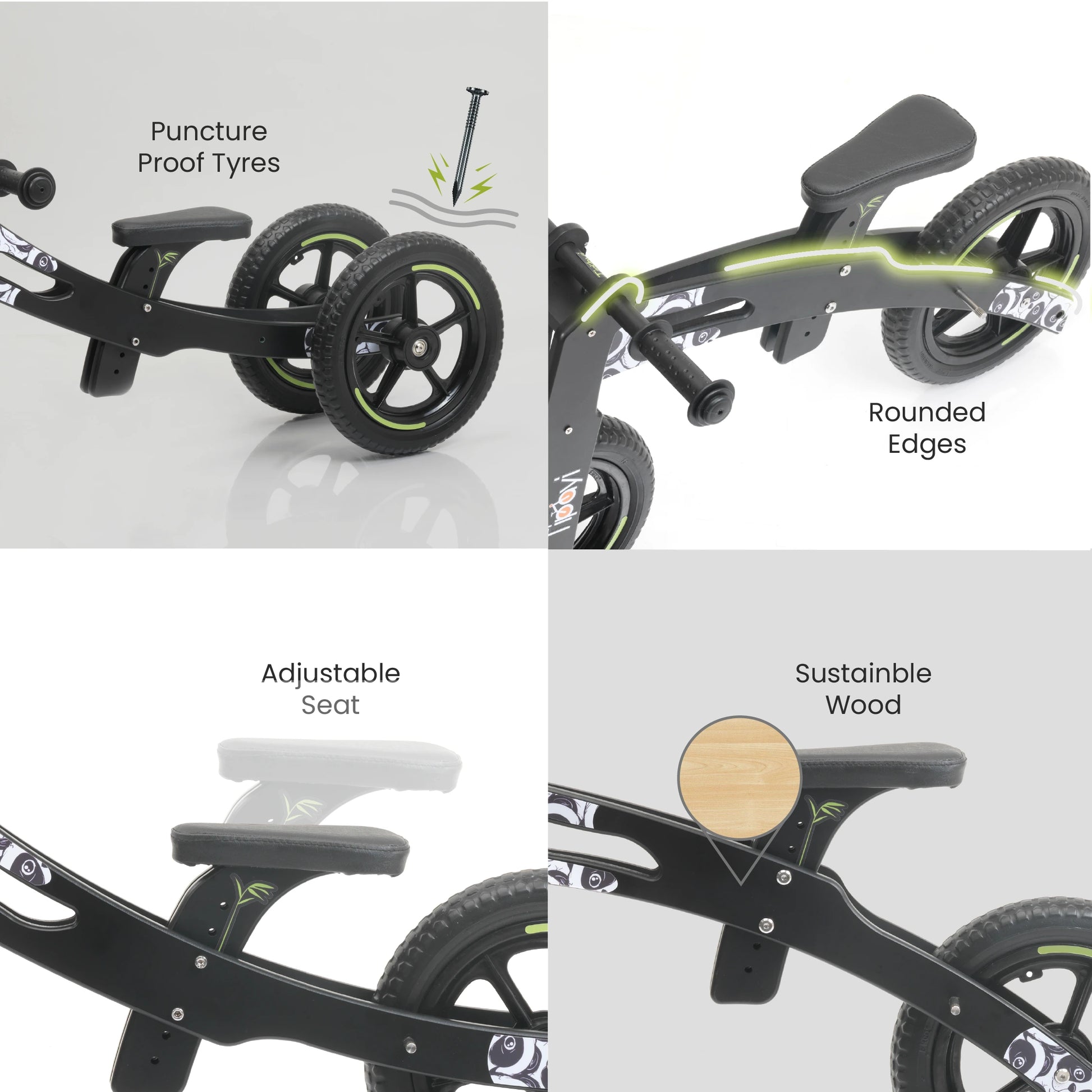 Balance Bike Green Panda